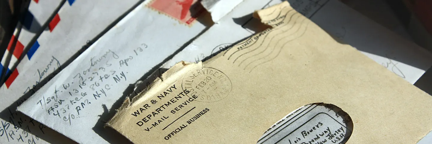 Addressed envelopes with postage stamps